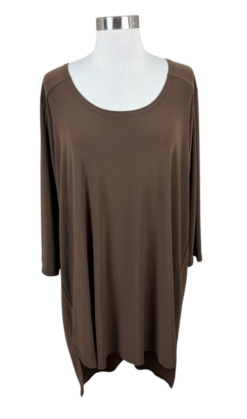Sympli Canada NEW Tale Top Tunic Size 18 in Mink Brown Minimalist Lagenlook